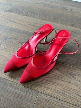 Reformation red high heels